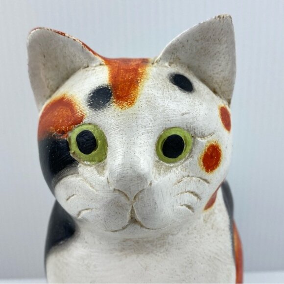 Wooden Cat Folk Art Jospehine - a Moggie from Quail Handpainted - Picture 2 of 7